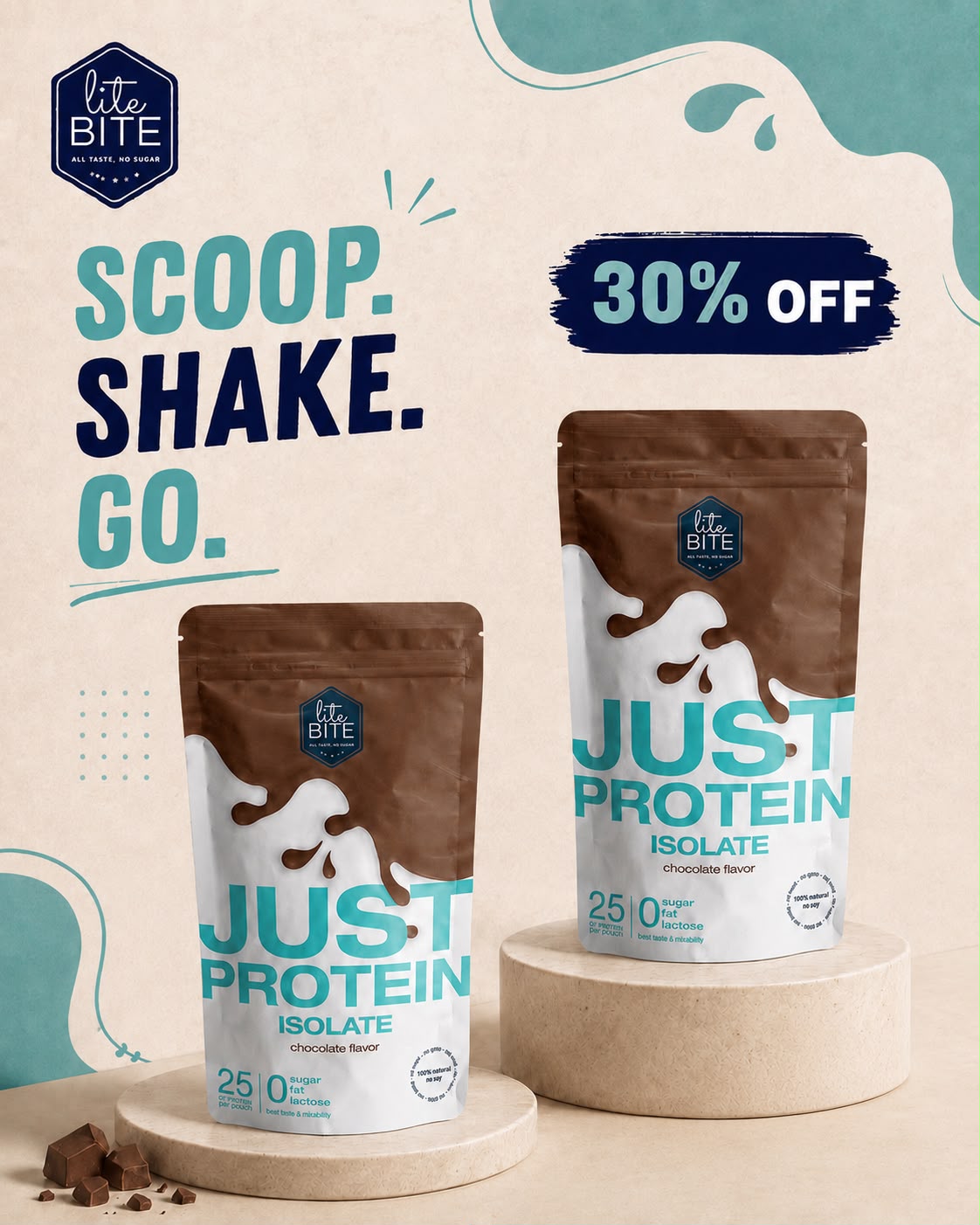 Just Protein Isolate Chocolate  جست بروتين أيزوليت بالشكولاتة
