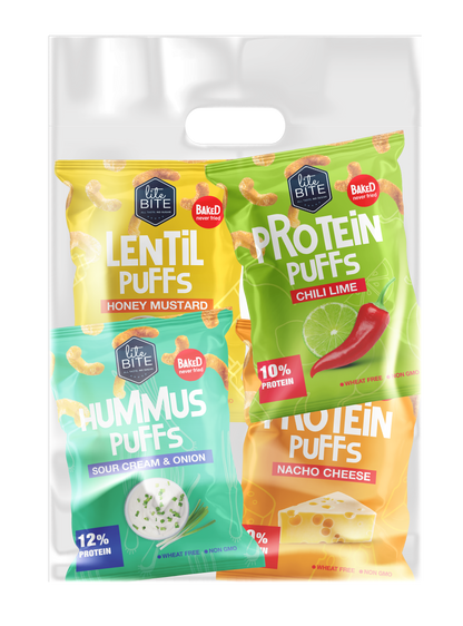 HI PROTEIN PUFFS - VARIETY PACK (ASSORTED FLAVORS)  سناكس غنية بالبروتين - عبوة متنوعة (نكهات مختلفة) x4