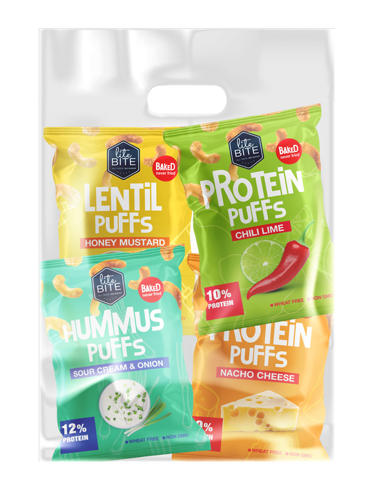 HI PROTEIN PUFFS - VARIETY PACK (ASSORTED FLAVORS)  سناكس غنية بالبروتين - عبوة متنوعة (نكهات مختلفة) x4