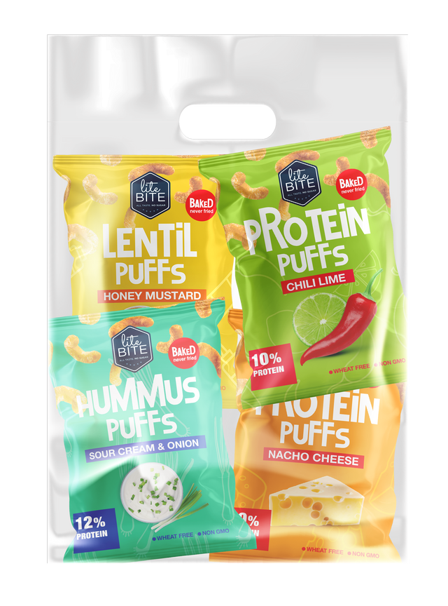 HI PROTEIN PUFFS - VARIETY PACK (ASSORTED FLAVORS)  سناكس غنية بالبروتين - عبوة متنوعة (نكهات مختلفة) x4