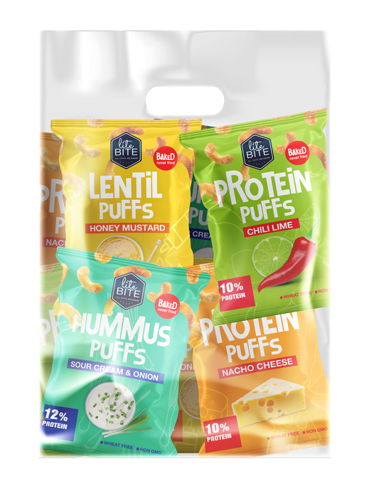 HI PROTEIN PUFFS - VARIETY PACK (ASSORTED FLAVORS)  سناكس غنية بالبروتين - عبوة متنوعة (نكهات مختلفة) x8